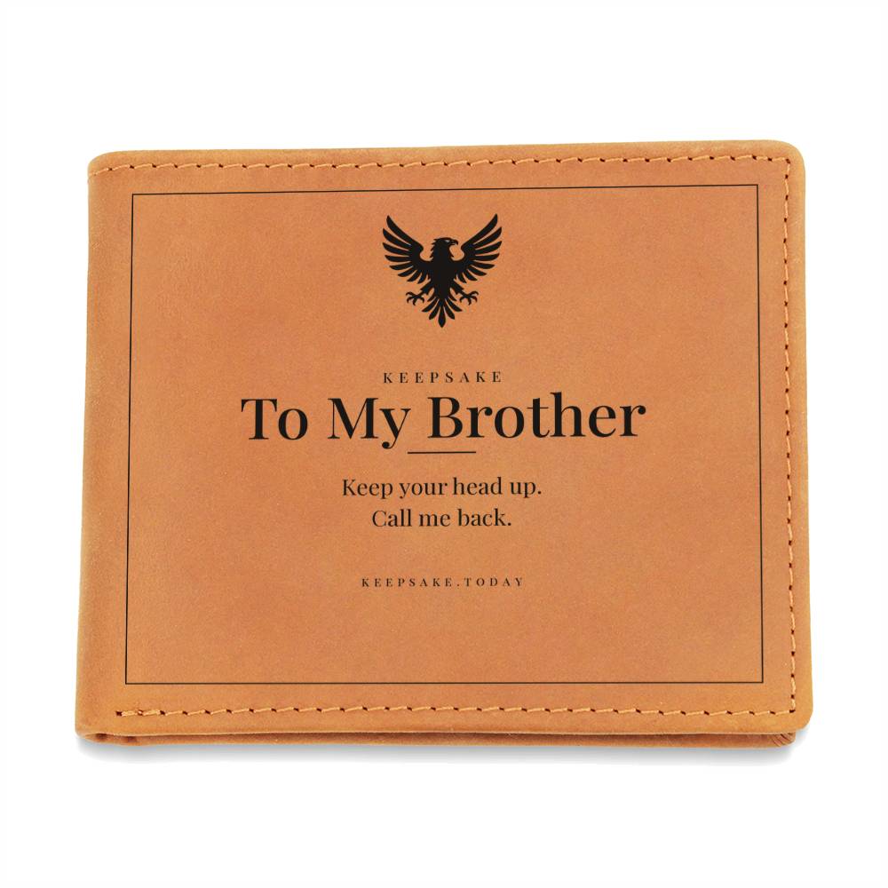 To My Brother Leather Wallet - Keepsake Gift with Printed Message