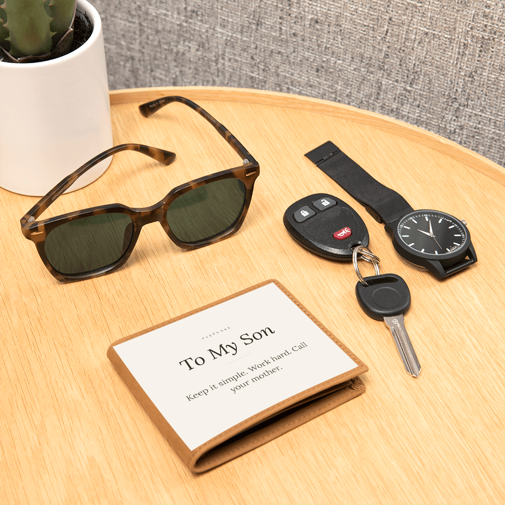 To My Son Leather Wallet - Keepsake Gift with Hidden Message – view 3