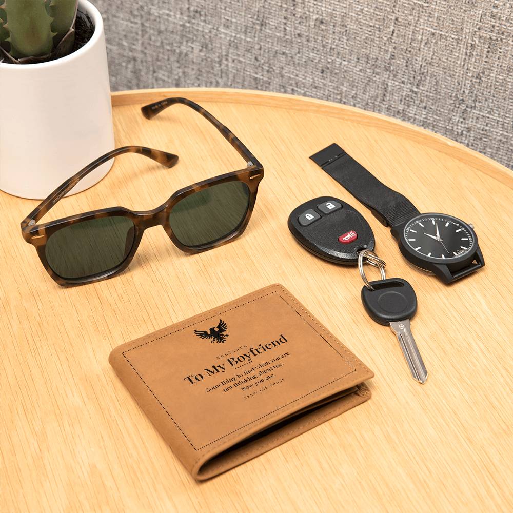 To My Boyfriend Leather Wallet - Keepsake Gift with Printed Message