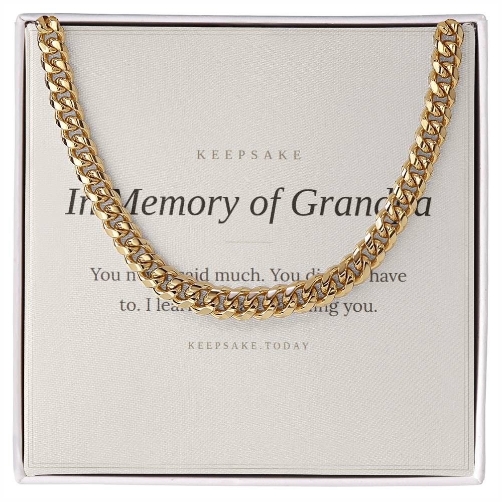 In Memory of Grandpa Cuban Link Chain - Memorial Keepsake Gift