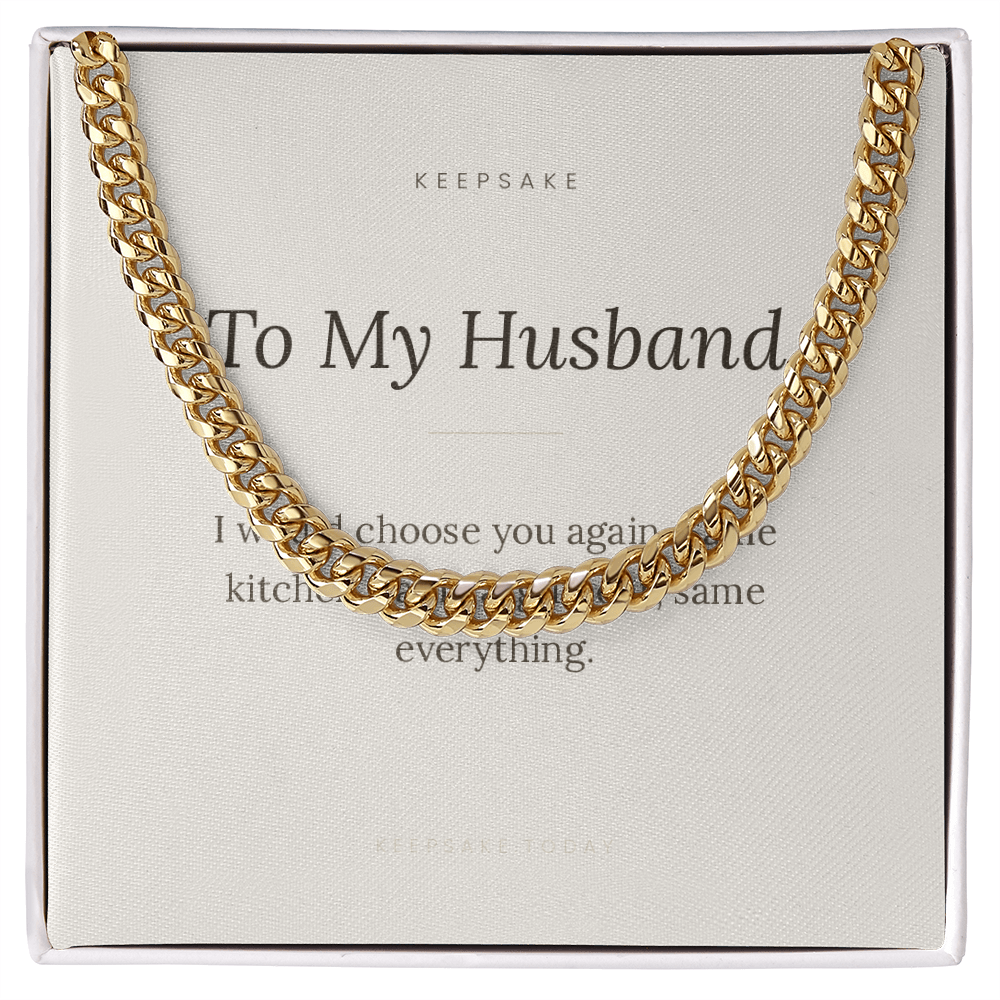 To My Husband Cuban Link Chain - Keepsake Gift with Message Card – view 5