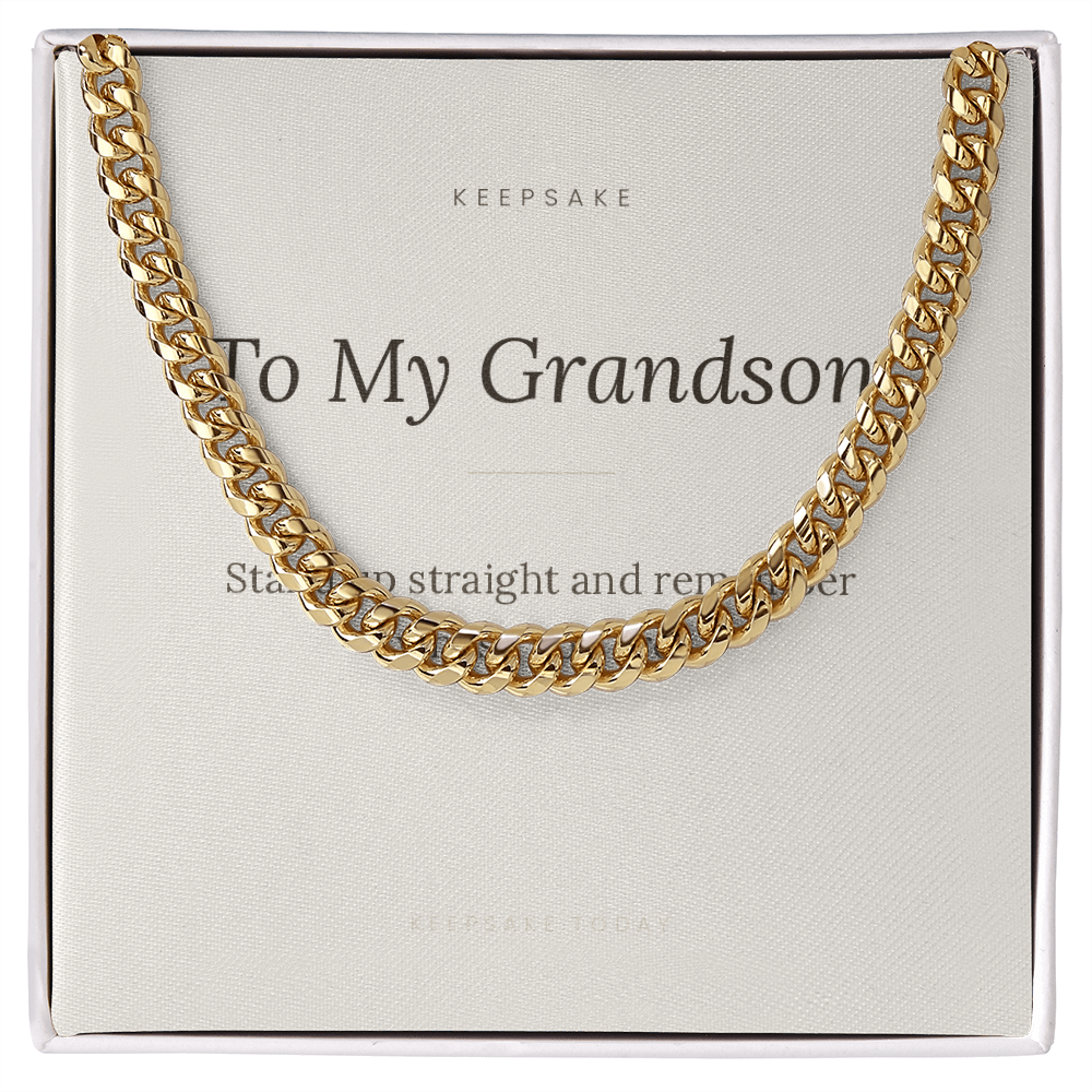 To My Grandson Cuban Link Chain - Keepsake Gift with Message Card – view 5
