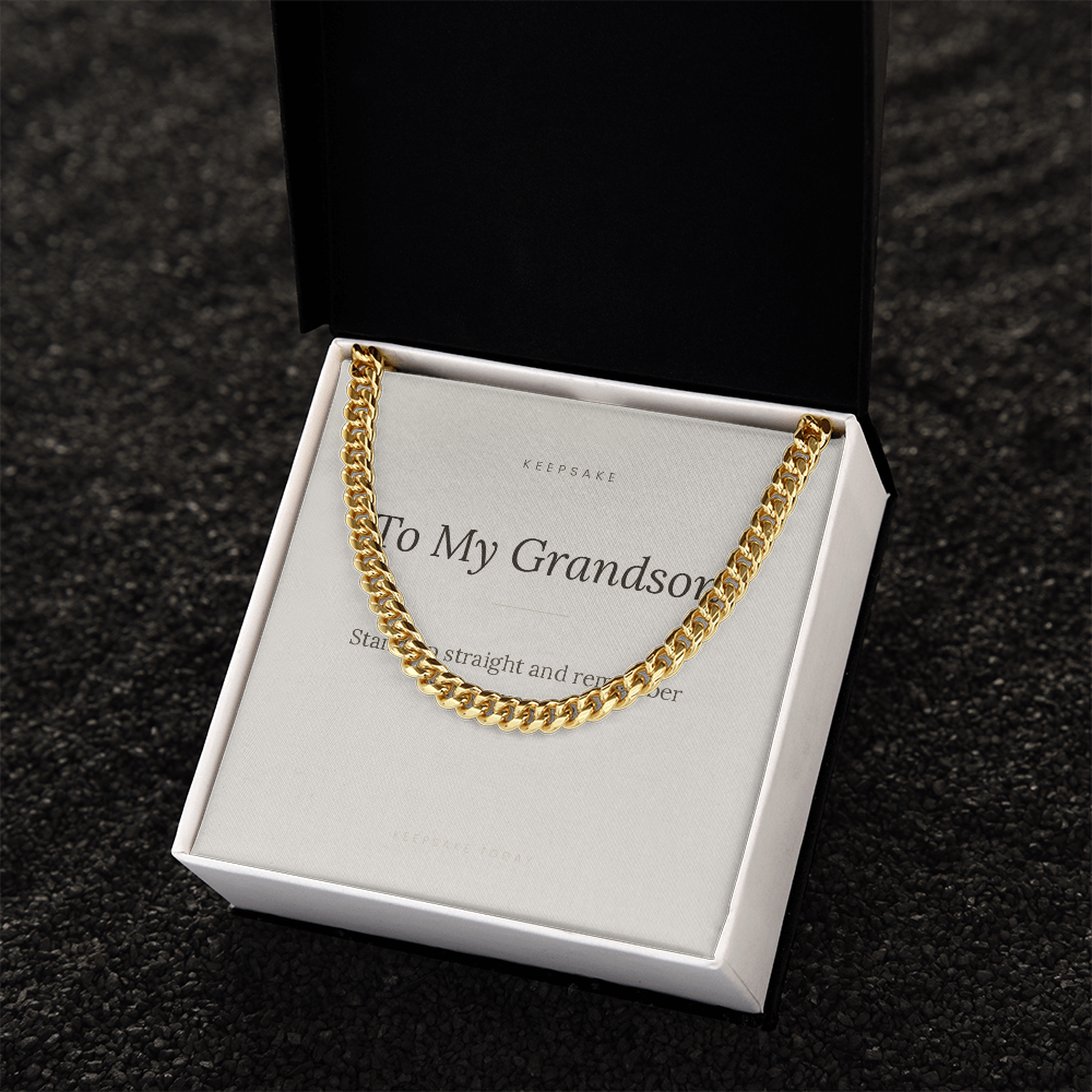 To My Grandson Cuban Link Chain - Keepsake Gift with Message Card – view 6