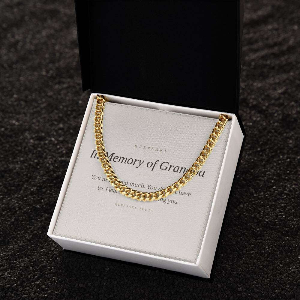 In Memory of Grandpa Cuban Link Chain - Memorial Keepsake Gift