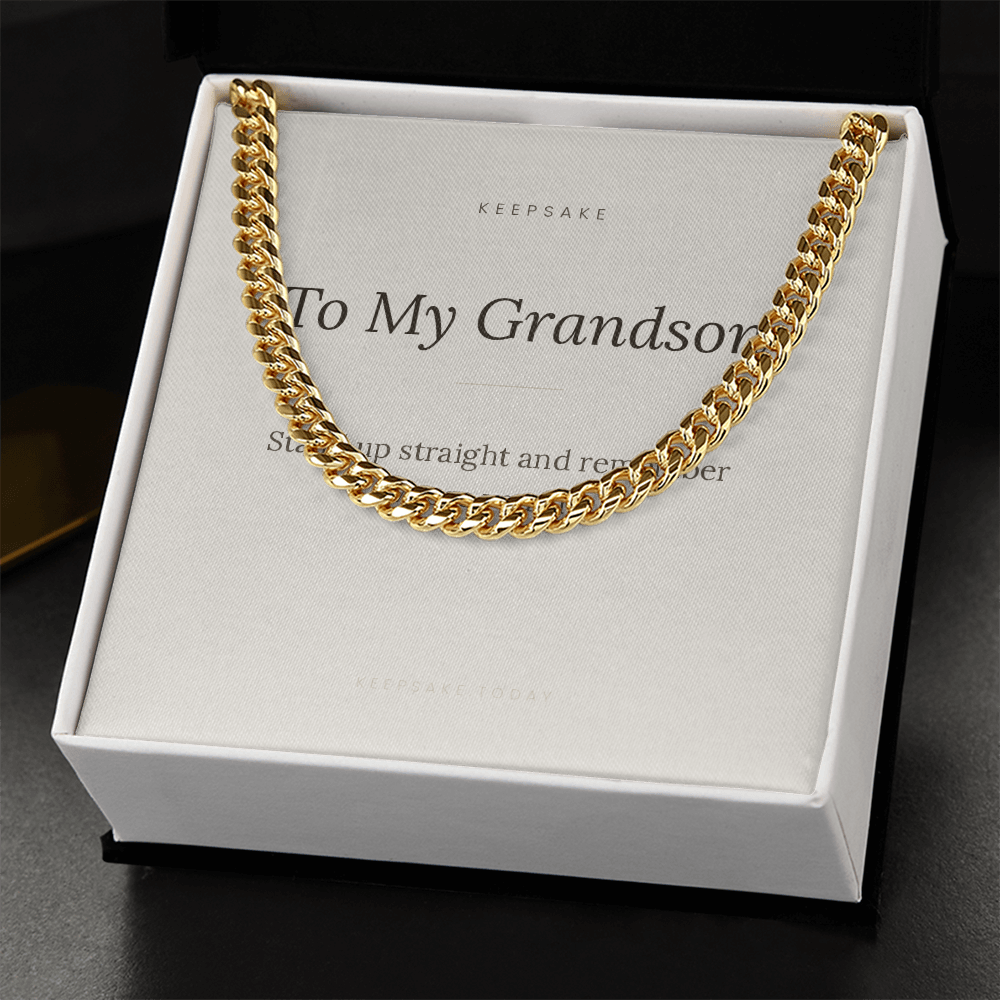To My Grandson Cuban Link Chain - Keepsake Gift with Message Card – view 8