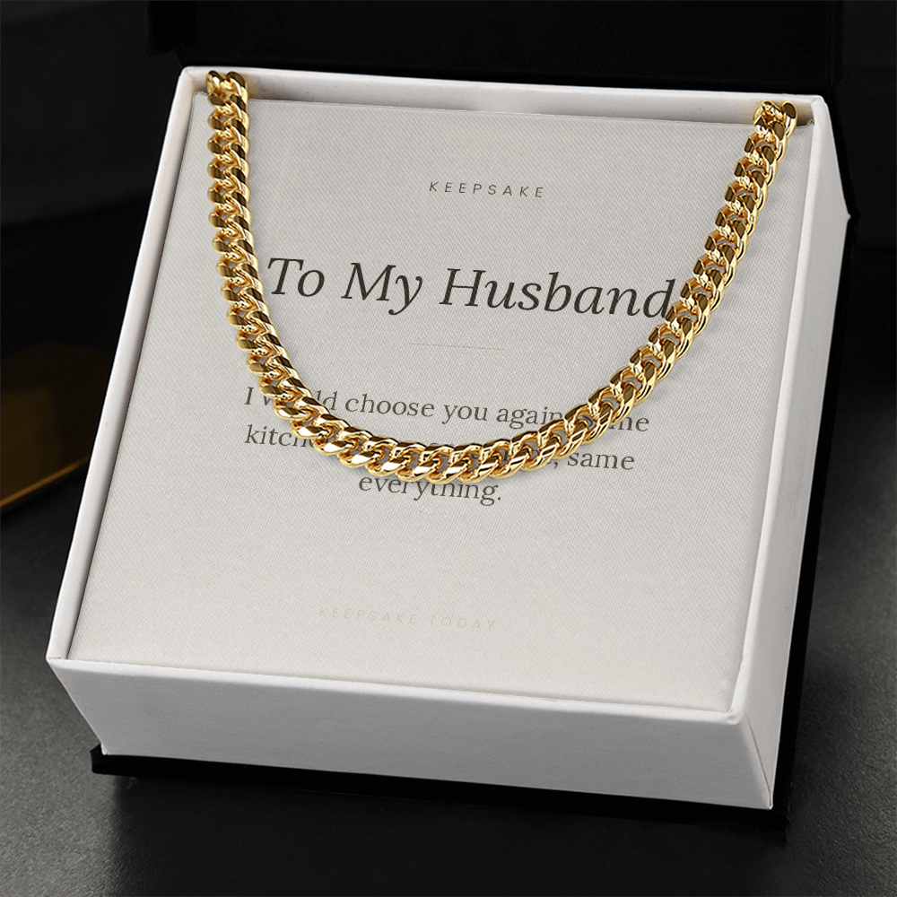 To My Husband Cuban Link Chain - Keepsake Gift with Message Card – view 8
