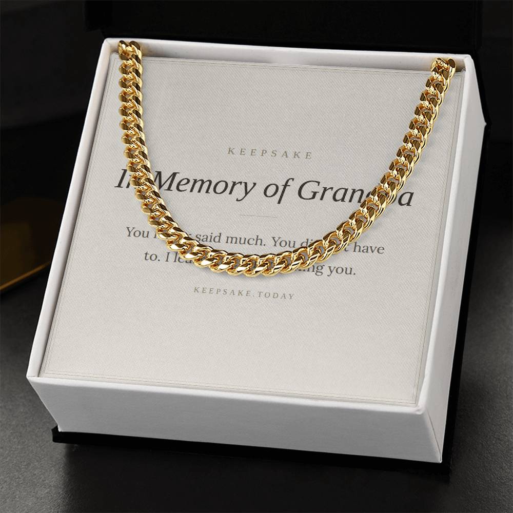 In Memory of Grandpa Cuban Link Chain - Memorial Keepsake Gift