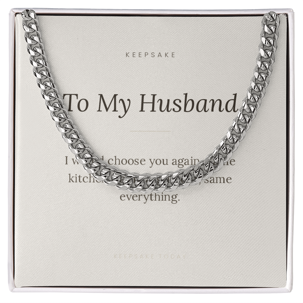 To My Husband Cuban Link Chain - Keepsake Gift with Message Card