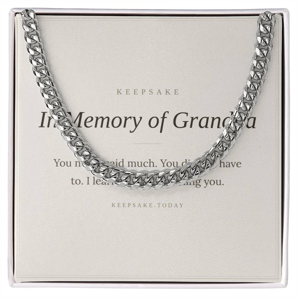 In Memory of Grandpa Cuban Link Chain - Memorial Keepsake Gift