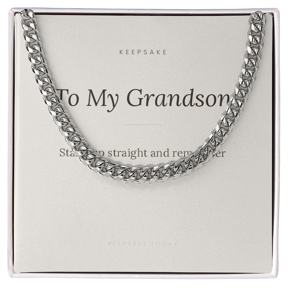 To My Grandson Cuban Link Chain - Keepsake Gift with Message Card