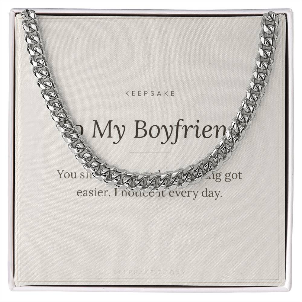 To My Boyfriend Cuban Link Chain - Keepsake Gift with Message Card