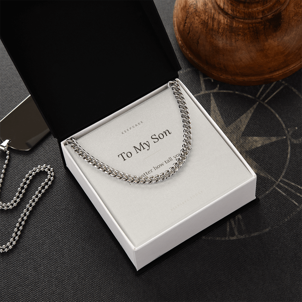 To My Son Cuban Link Chain - Keepsake Gift with Message Card – view 2