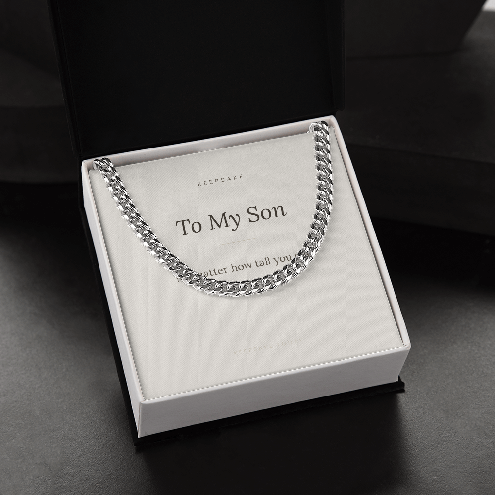To My Son Cuban Link Chain - Keepsake Gift with Message Card – view 3