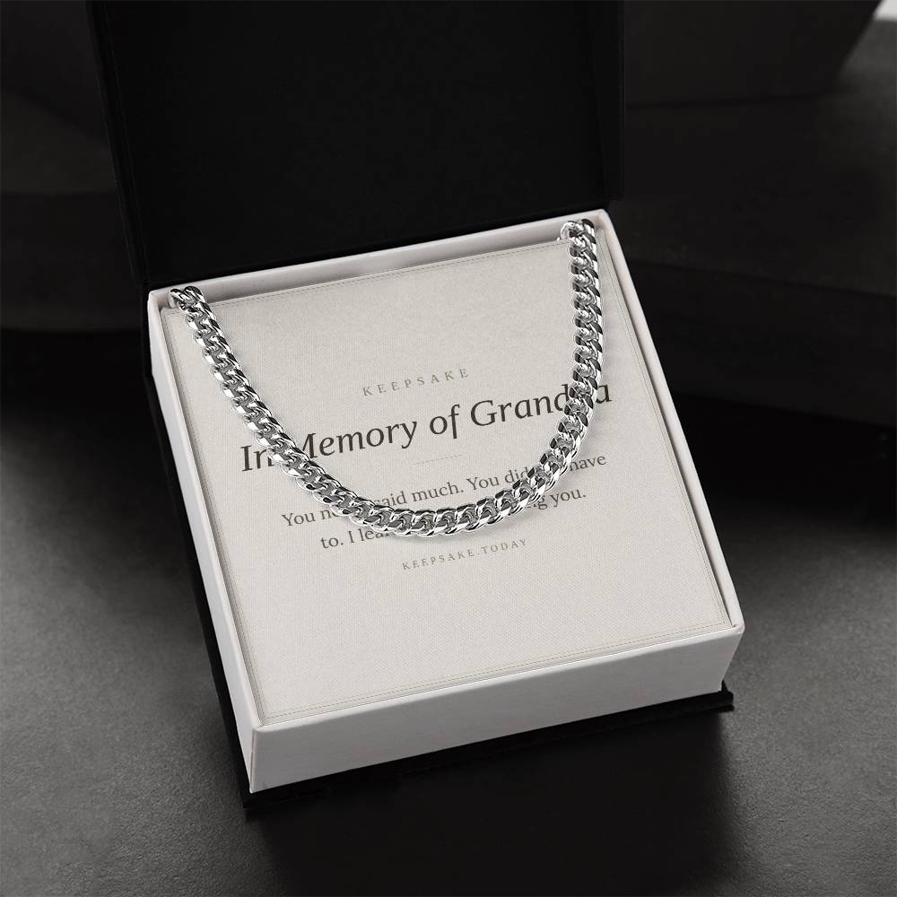In Memory of Grandpa Cuban Link Chain - Memorial Keepsake Gift
