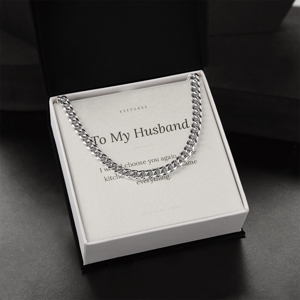 To My Husband Cuban Link Chain - Keepsake Gift with Message Card – view 3