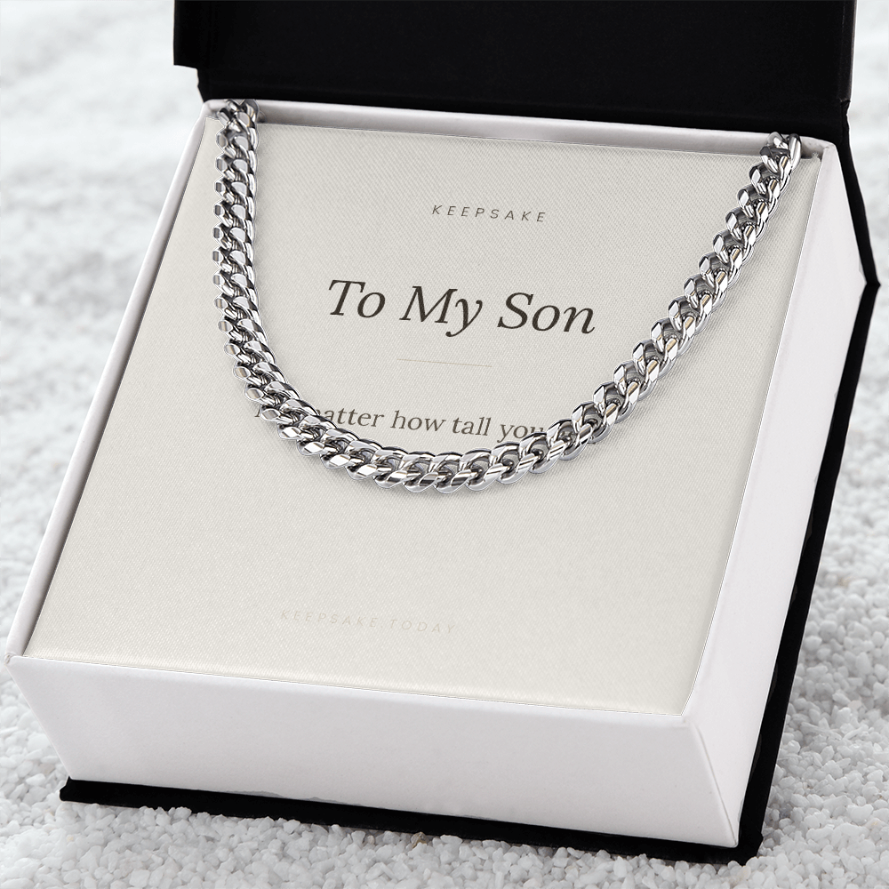 To My Son Cuban Link Chain - Keepsake Gift with Message Card – view 4