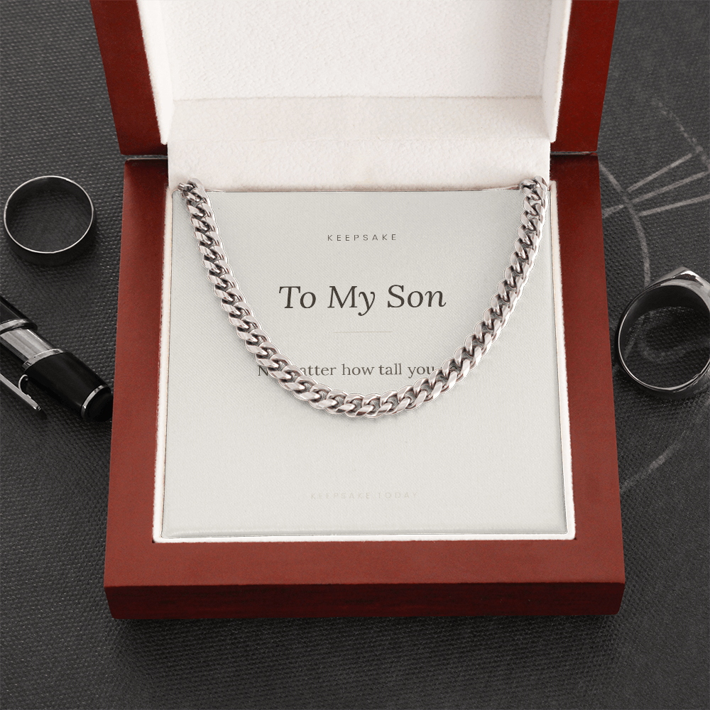 To My Son Cuban Link Chain - Keepsake Gift with Message Card – view 9
