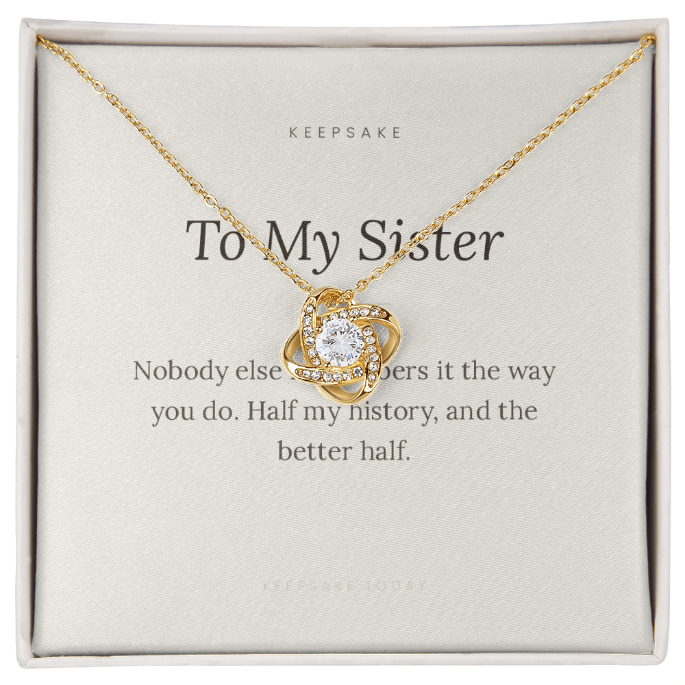 To My Sister Love Knot Necklace - Keepsake Gift with Message Card – view 3