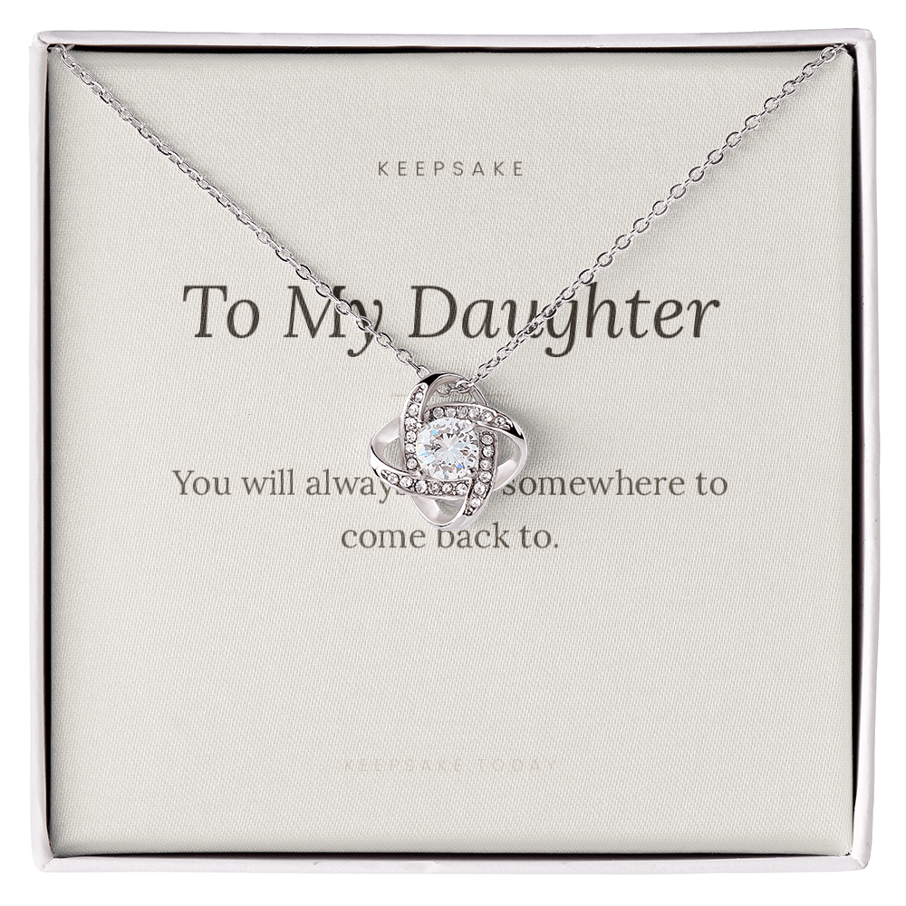 To My Daughter Love Knot Necklace - Keepsake Gift with Message Card