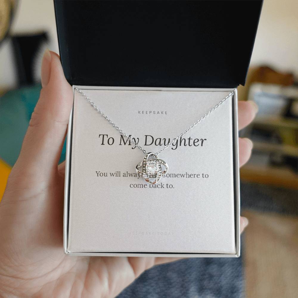 To My Daughter Love Knot Necklace - Keepsake Gift with Message Card – view 2