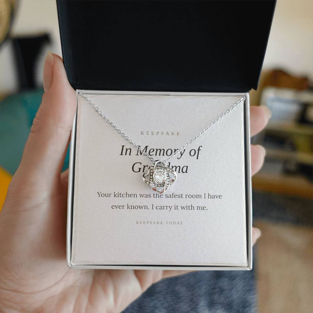 In Memory of Grandma Love Knot Necklace - Memorial Keepsake Gift