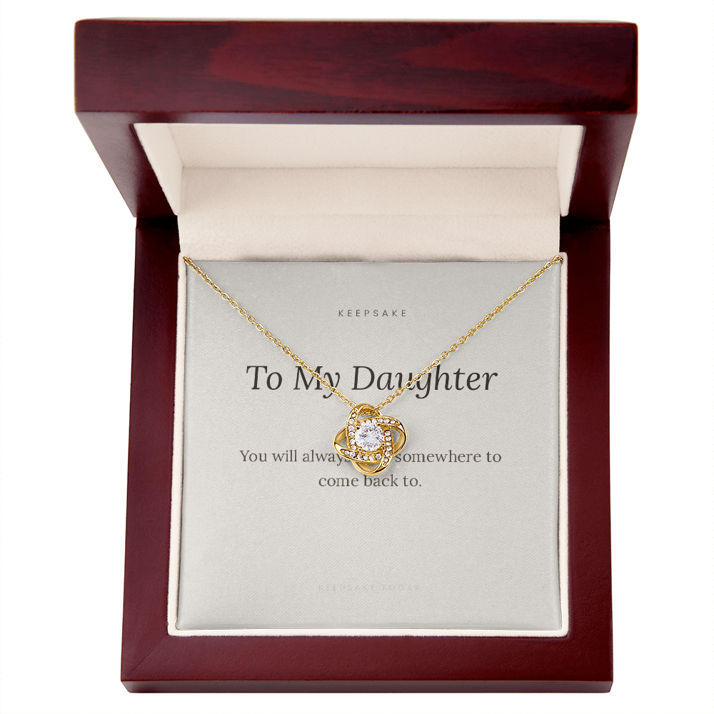 To My Daughter Love Knot Necklace - Keepsake Gift with Message Card – view 5