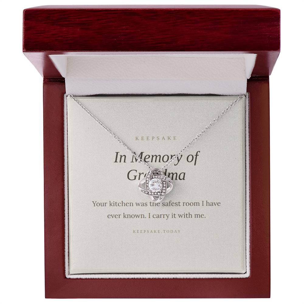 In Memory of Grandma Love Knot Necklace - Memorial Keepsake Gift