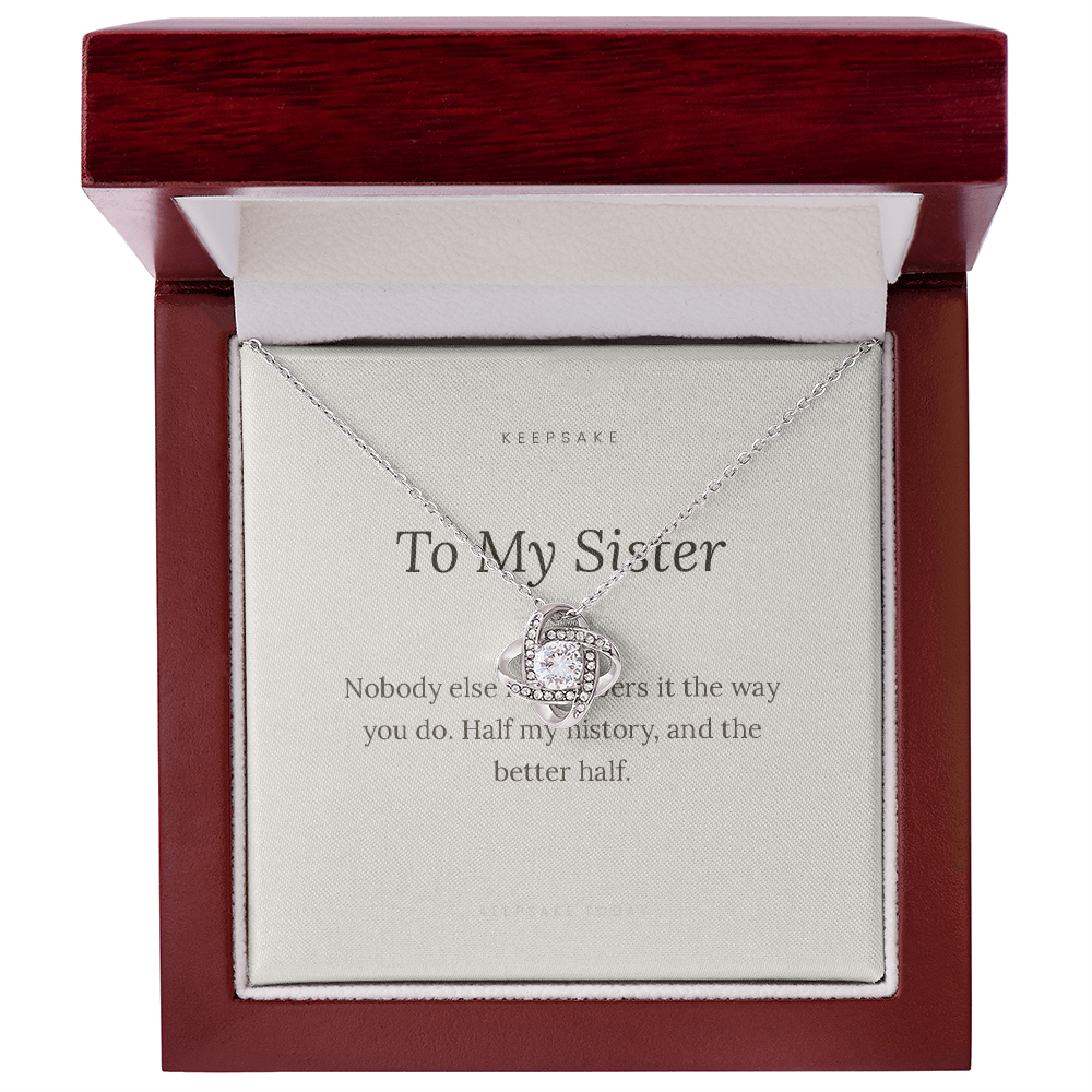To My Sister Love Knot Necklace - Keepsake Gift with Message Card – view 4