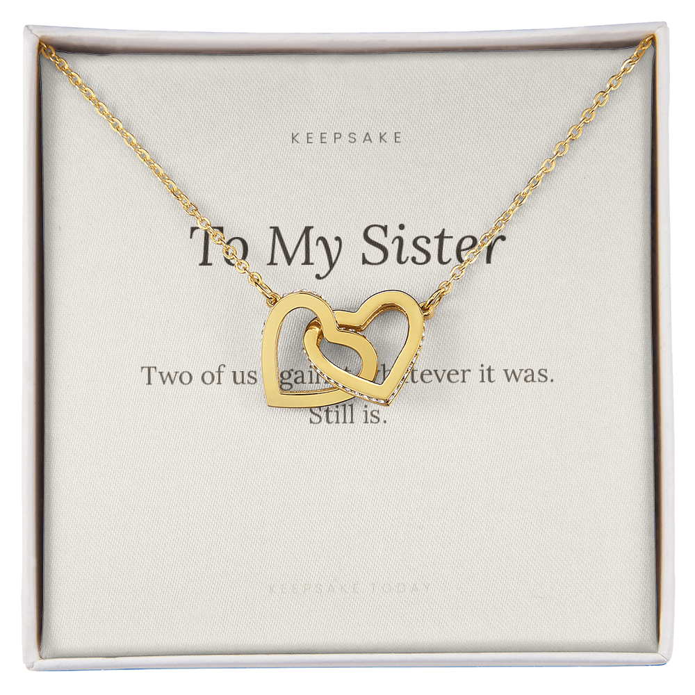 To My Sister Interlocking Hearts Necklace - Keepsake Gift with Message Card – view 2
