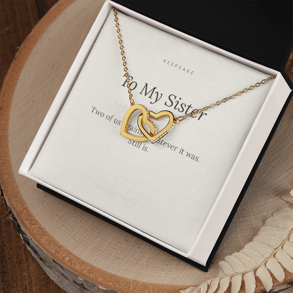 To My Sister Interlocking Hearts Necklace - Keepsake Gift with Message Card – view 3