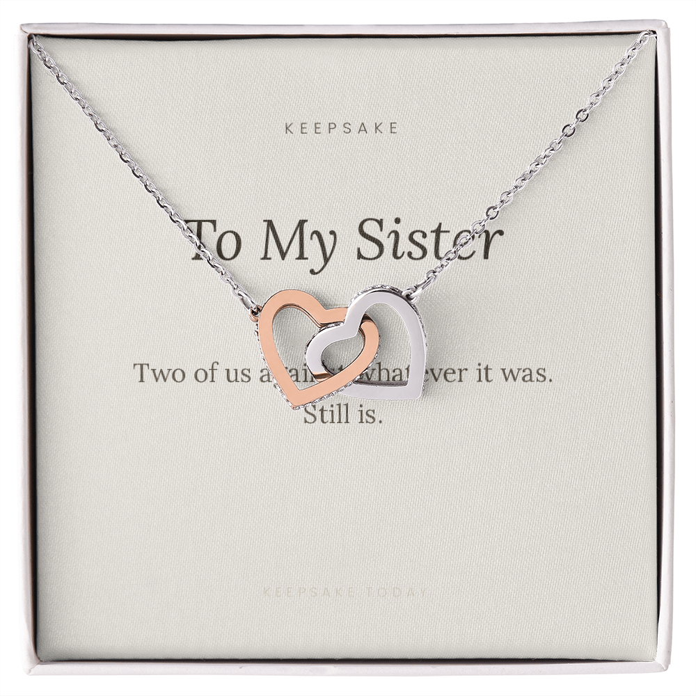 To My Sister Interlocking Hearts Necklace - Keepsake Gift with Message Card
