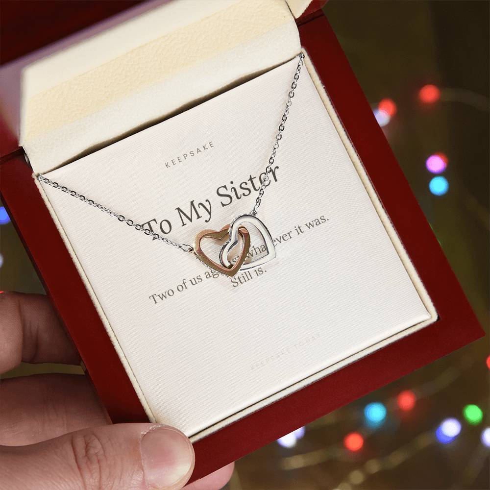 To My Sister Interlocking Hearts Necklace - Keepsake Gift with Message Card – view 5