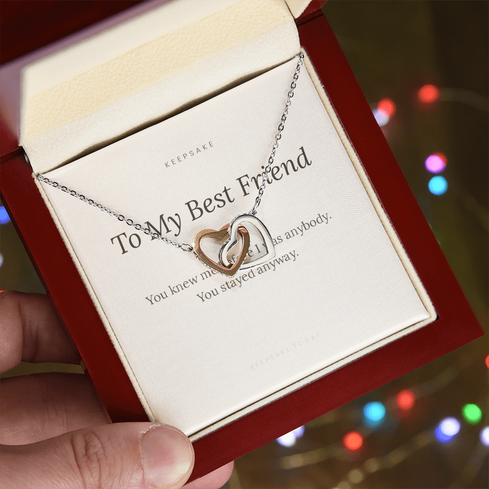 To My Best Friend Interlocking Hearts Necklace - Keepsake Gift