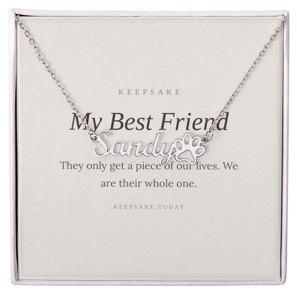 Personalized Pet Name Necklace with Paw Print - Dog Mom Keepsake Gift