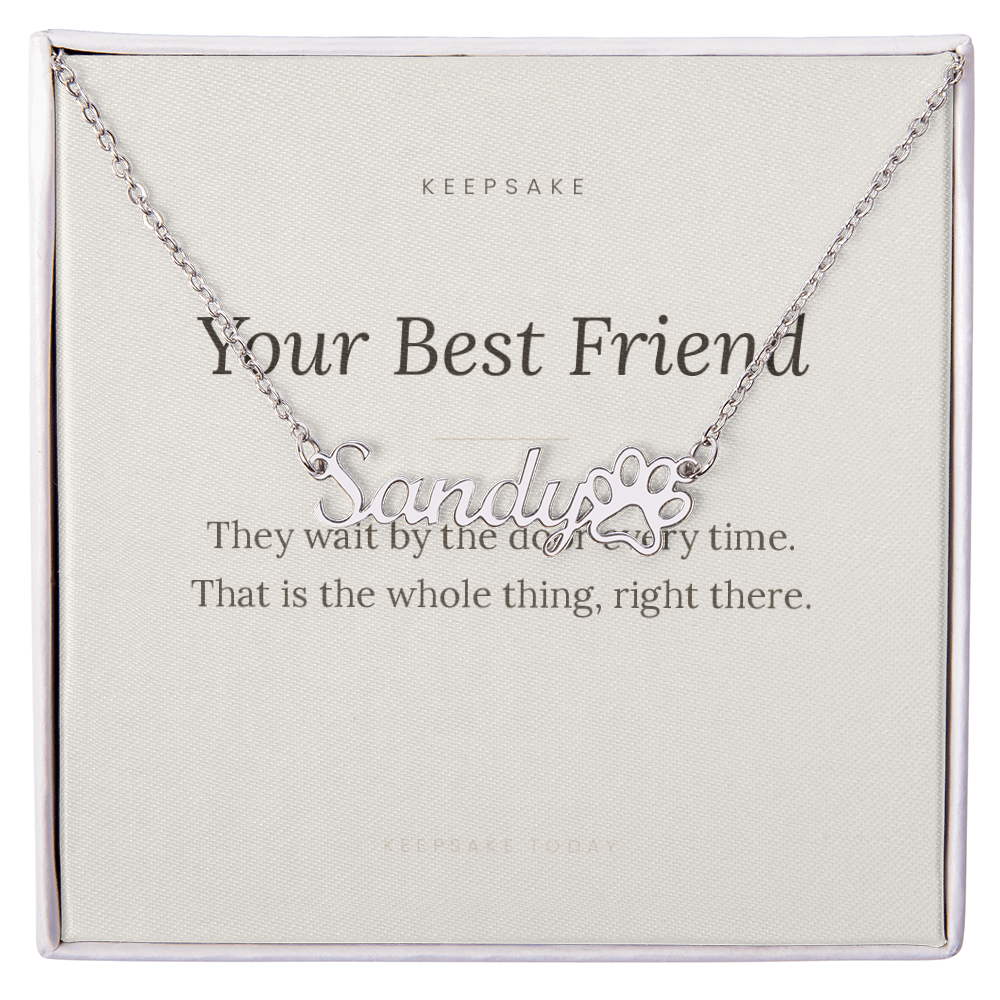 Personalized Cat Name Necklace with Paw Print - Cat Mom Keepsake Gift