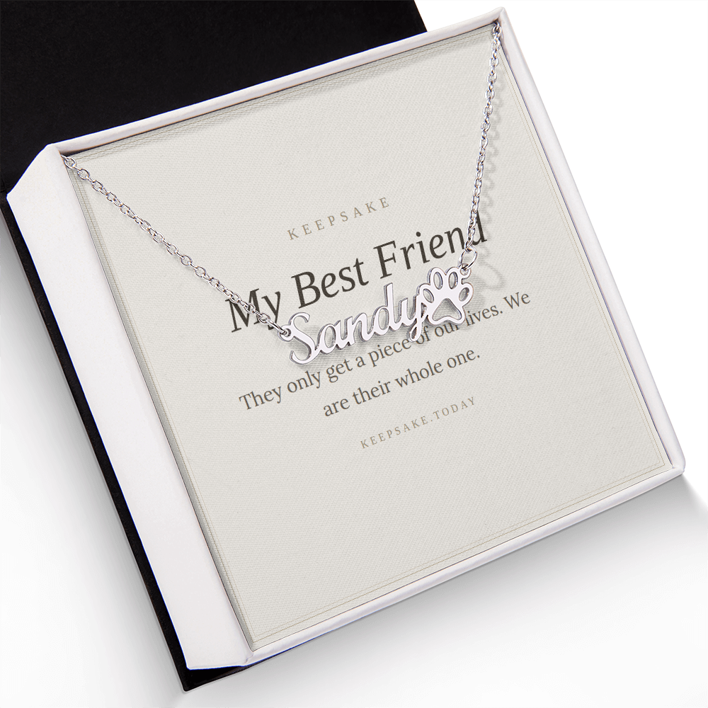 Personalized Pet Name Necklace with Paw Print - Dog Mom Keepsake Gift