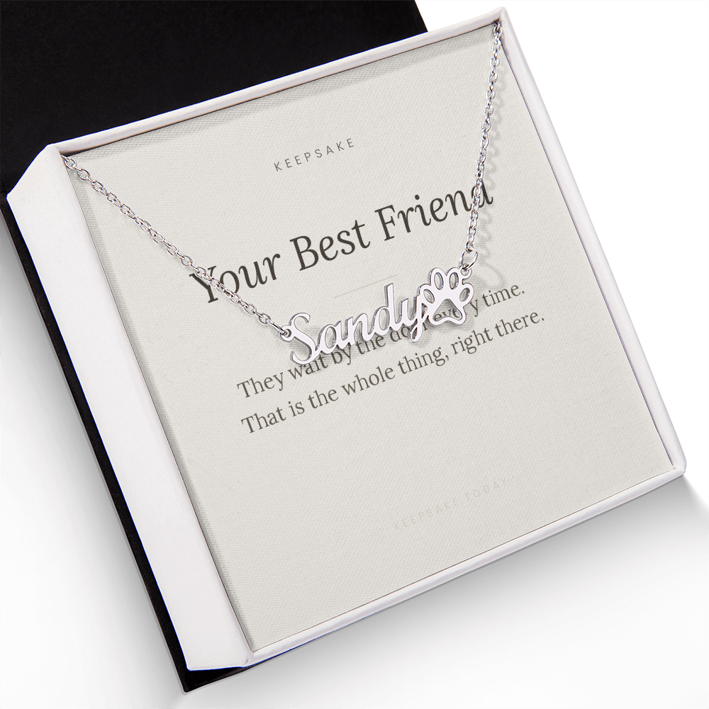 Personalized Cat Name Necklace with Paw Print - Cat Mom Keepsake Gift – view 2