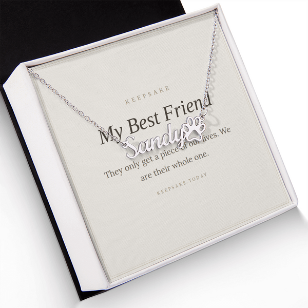 Personalized Pet Name Necklace with Paw Print - Dog Mom Keepsake Gift