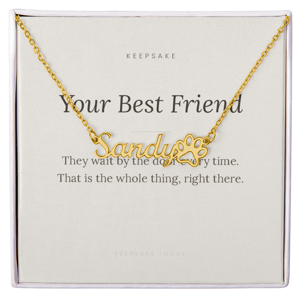 Personalized Cat Name Necklace with Paw Print - Cat Mom Keepsake Gift – view 3