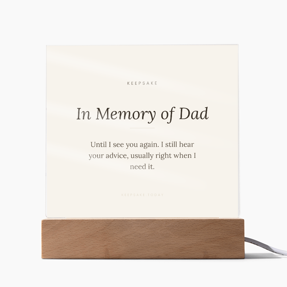 In Memory of Dad Acrylic Plaque with LED Base - Memorial Keepsake Gift