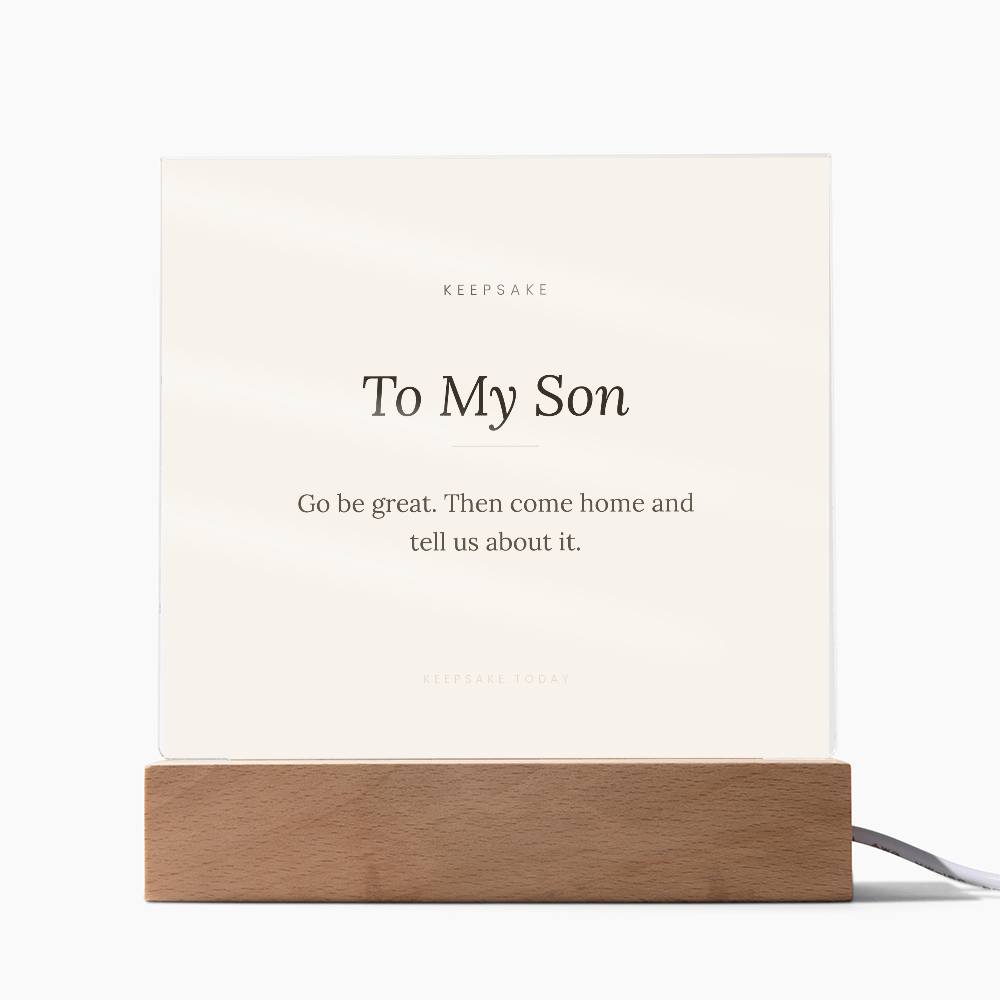 To My Son Acrylic Plaque with LED Base - Keepsake Gift for Him