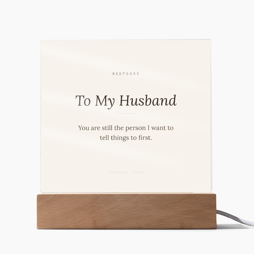 To My Husband Acrylic Plaque with LED Base - Keepsake Anniversary Gift