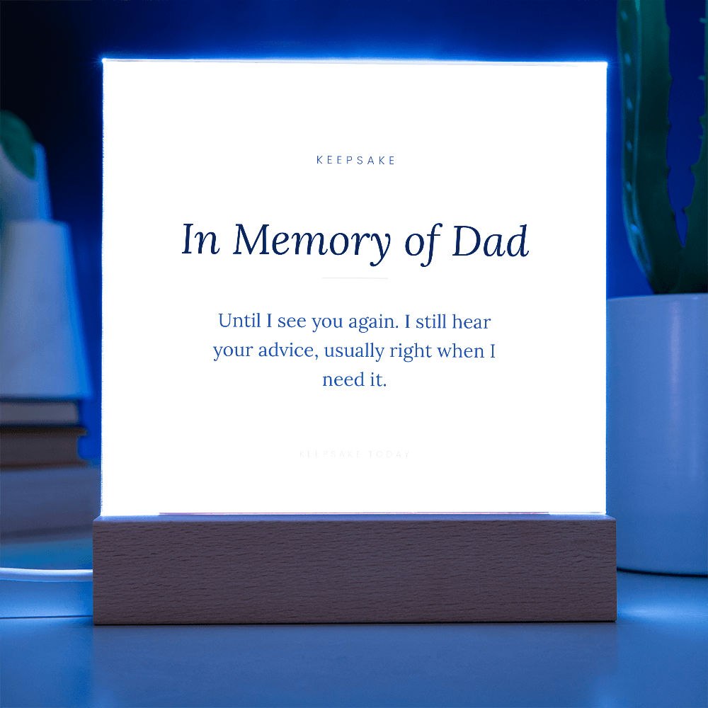 In Memory of Dad Acrylic Plaque with LED Base - Memorial Keepsake Gift – view 5
