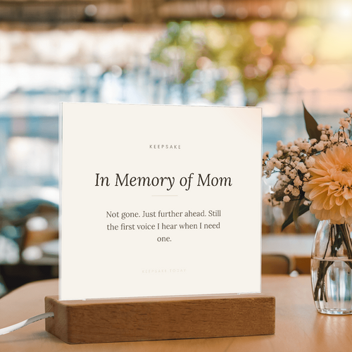 In Memory of Mom Acrylic Plaque with LED Base - Memorial Keepsake Gift – view 2