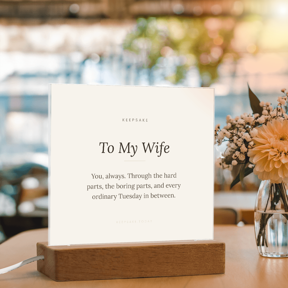To My Wife Acrylic Plaque with LED Base - Anniversary Keepsake Gift – view 2