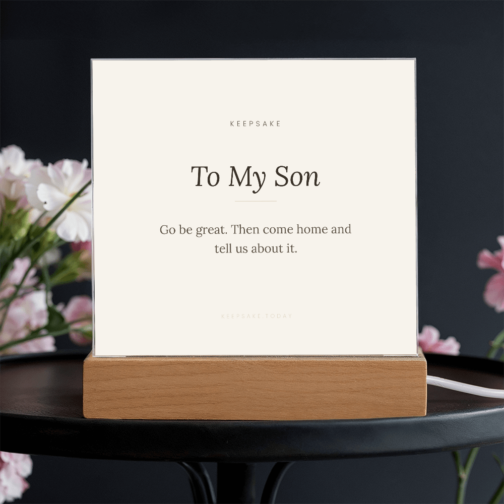 To My Son Acrylic Plaque with LED Base - Keepsake Gift for Him – view 4