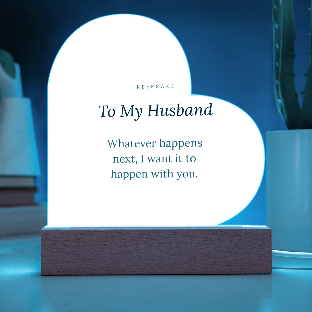 To My Husband Acrylic Heart Plaque with LED Base - Keepsake Gift – view 3