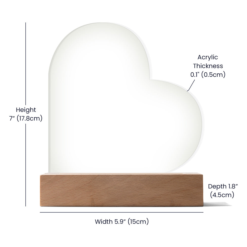 To My Husband Acrylic Heart Plaque with LED Base - Keepsake Gift – view 4