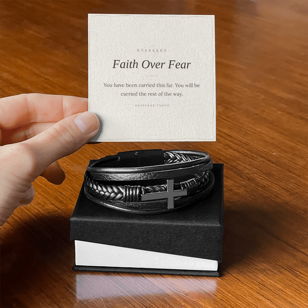 Faith Over Fear Cross Bracelet - Christian Keepsake Gift