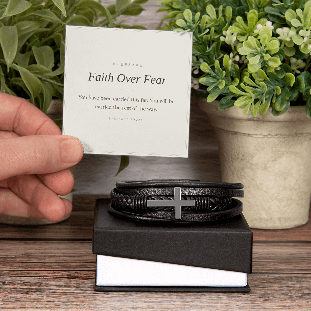 Faith Over Fear Cross Bracelet - Christian Keepsake Gift – view 4